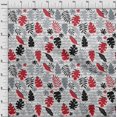 thumbnail image 3 of oneOone Coton Popeline Rouge Clair Tissu Rayé & Feuilles Bloc Robe Tissu Tissu Imprimé par la Cour 56 Pouces de Large, 3 of 4
