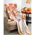 thumbnail image 3 of Fall Flannel Blanket for Bed,Travel and Camping, Thanksgiving Plants Leaf Gradient Word Super Soft Cozy Blanket for All Seasons 50"x60", 3 of 6