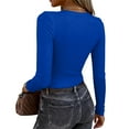 thumbnail image 3 of Dwellite Womens Crew Neck Long Sleeve Tops Casual Fashion Basics Shirt Slim Fit Lightweight Pullover Blouses Royal Blue M, 3 of 3