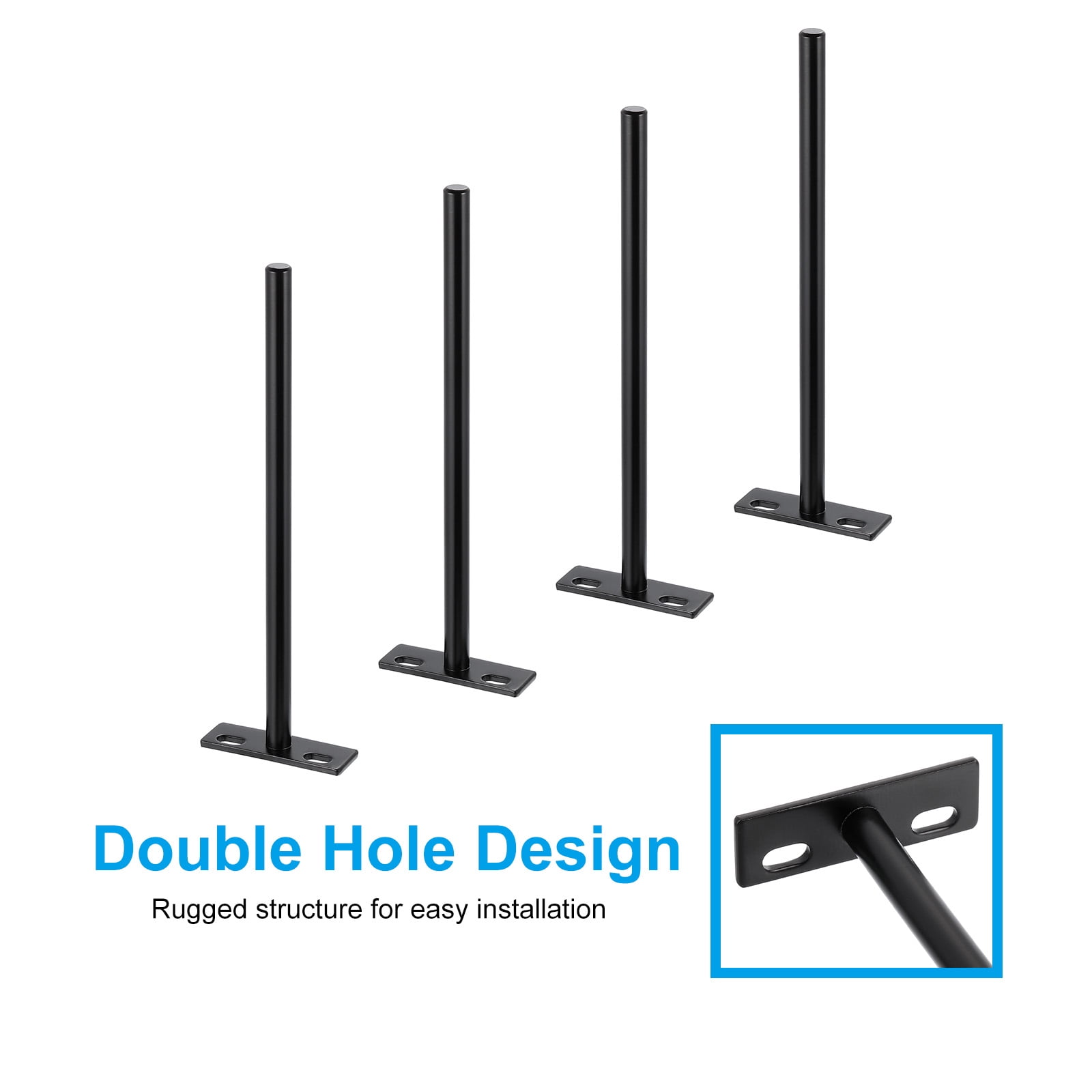 Uxcell Floating Shelf Bracket 8", T Brackets for Shelves, Wall Mounting Blind Shelf with Screws, Black 4 Set