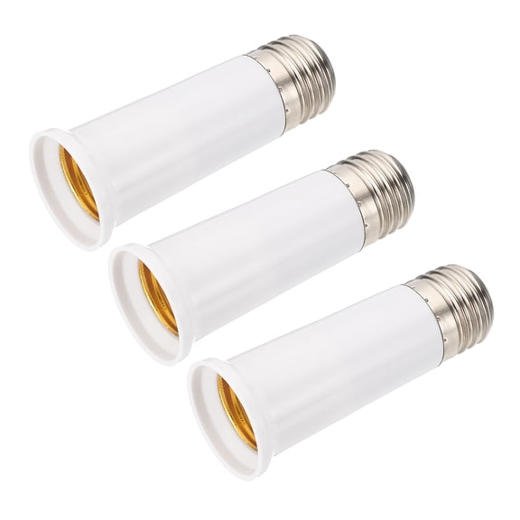 Uxcell Light Socket Extender Adapter 3.5" - 3 Pcs E26 Light Bulb Base Socket Adapter Extension Max 60W for Home DIY Standard Lamp Bulb Stand Lighting Fixture, White