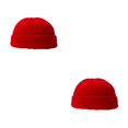 thumbnail image 2 of Minnieouse Sombrero de hilo de punto de invierno Casual al aire libre cálido gorros de cabeza corta Color flexible hombres mujeres sombreros Rojo 2piezas, 2 of 6