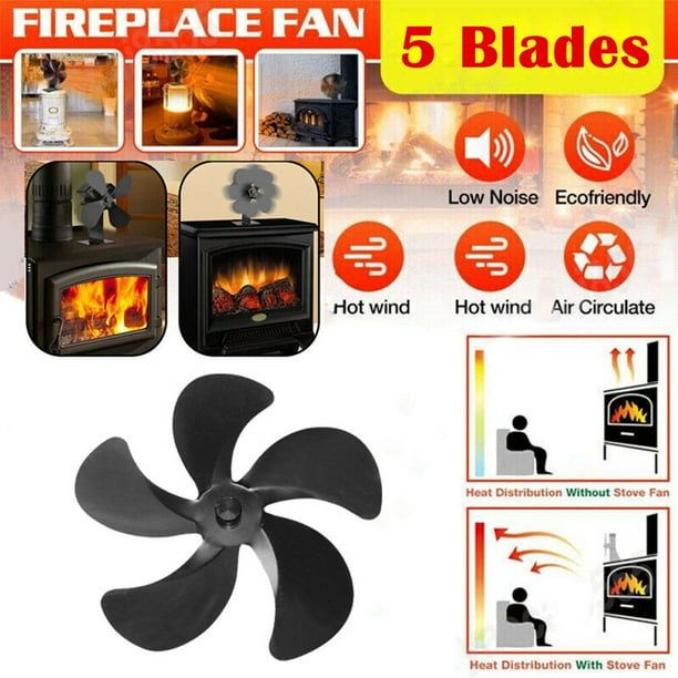 Heat Powered Stove Top Warm Fan 5 Blades Fireplace Wood Log Burner Eco Friendly