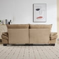 thumbnail image 5 of 84" Corduroy Sofa Sleeper Loveseat, Upholstered Deep Seat Couch with Pillows, Comfy 2-Seater Sofa for Bedroom Living Room Apartment Office, Khaki, 5 of 8