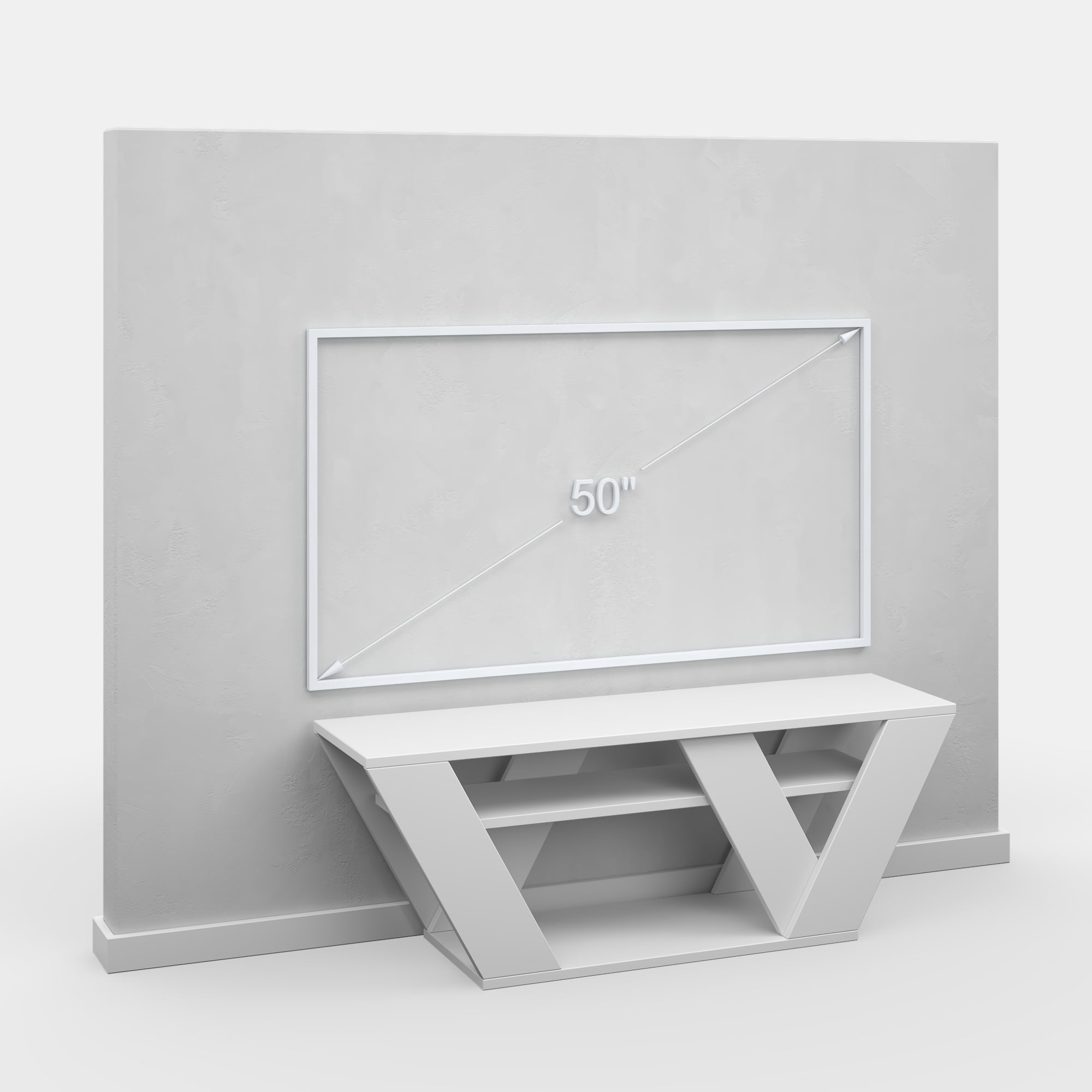 Ada Home Decor Furniture for TVs up to 48" 2 Tier Open Shelf White Todd Modern TV Stand