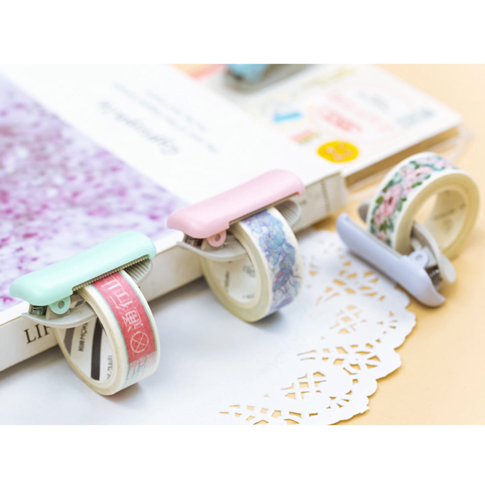 Portable Mini Adhesive Washi Paper Tape Dispenser Cutter School Supplies Random 