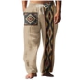 thumbnail image 2 of Pantalones largos para hombre, cintura elástica, transpirables, cómodos, suaves, informales, de playa, de poliéster., 2 of 5