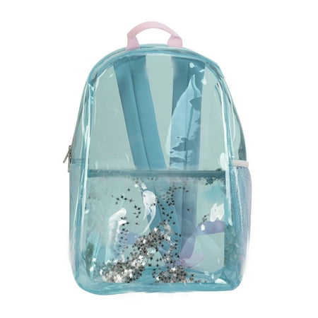 Wonder Nation Clear Teal Glitter Young Girls Backpack