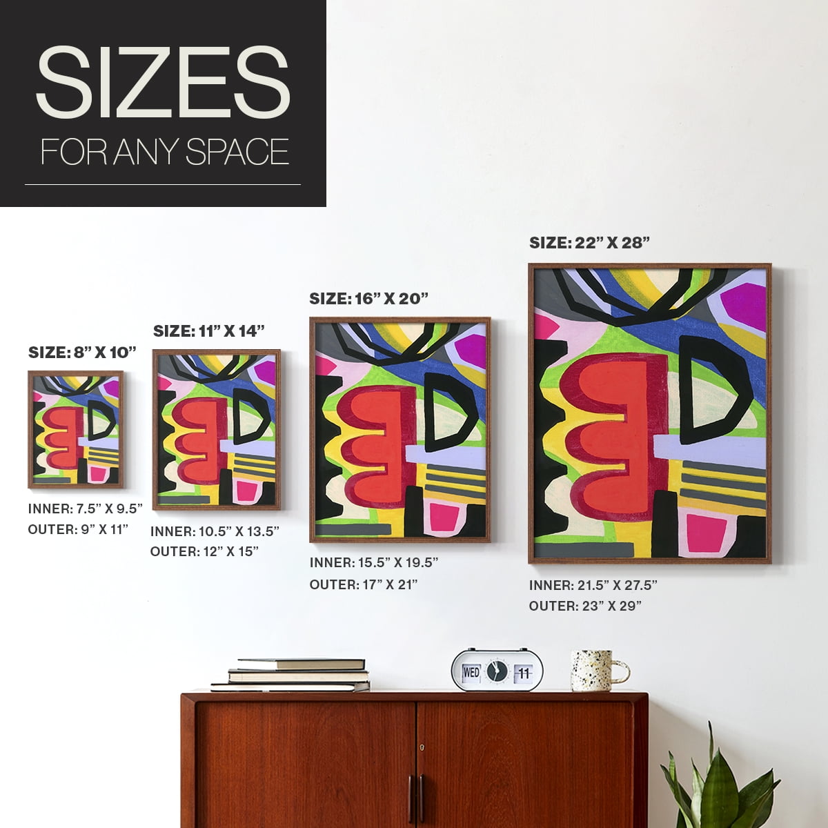 Bold Shape Shift I Framed Print in Brown Solid Wood Framed Print No Nail Hanging