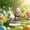 A, variant on Easter Acrylic Pull-Along Rabbit Ornament, 7.9 Inch Colorful Table Decor, Whimsical Carriage with Eggs, for Bedroom Study Desk