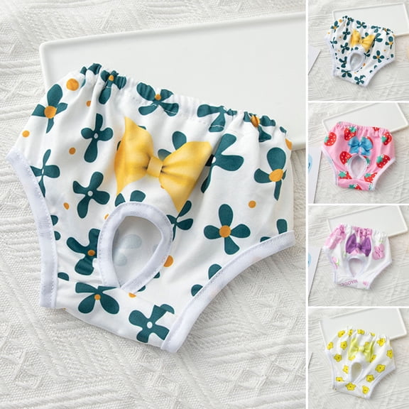 Opvise Pet Menstrual Pants Comfortable Absorbent Dog Diapers Prevent Mess Cartoon Patterned Breathable Shorts Underwear Princess Pet Panties Dog Clothes Purple