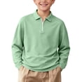 thumbnail image 3 of Boys and Girls 1/4 Zip Long Sleeve Polos Shirt Solid Color Pullover for School & Casual Wear (Sizes 3-15), 3 of 8