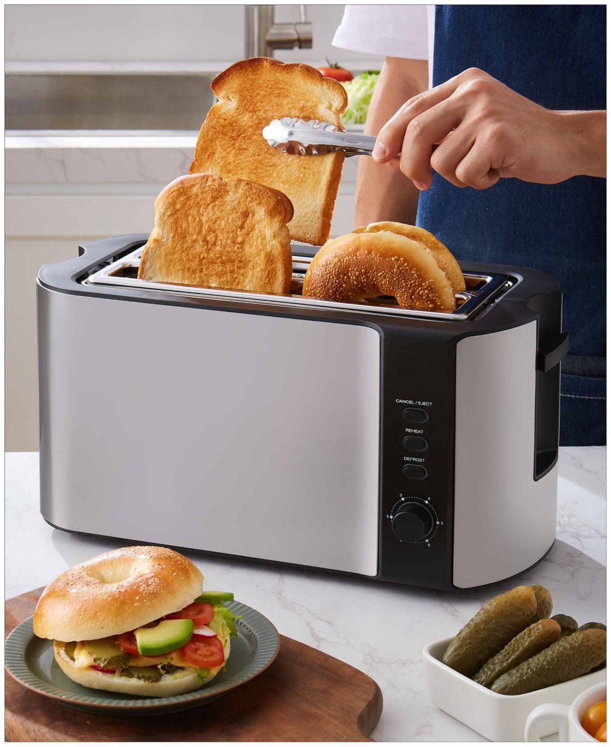 4 - Slice Stainless Steel Long Slot Toaster with 6 Shade Settings