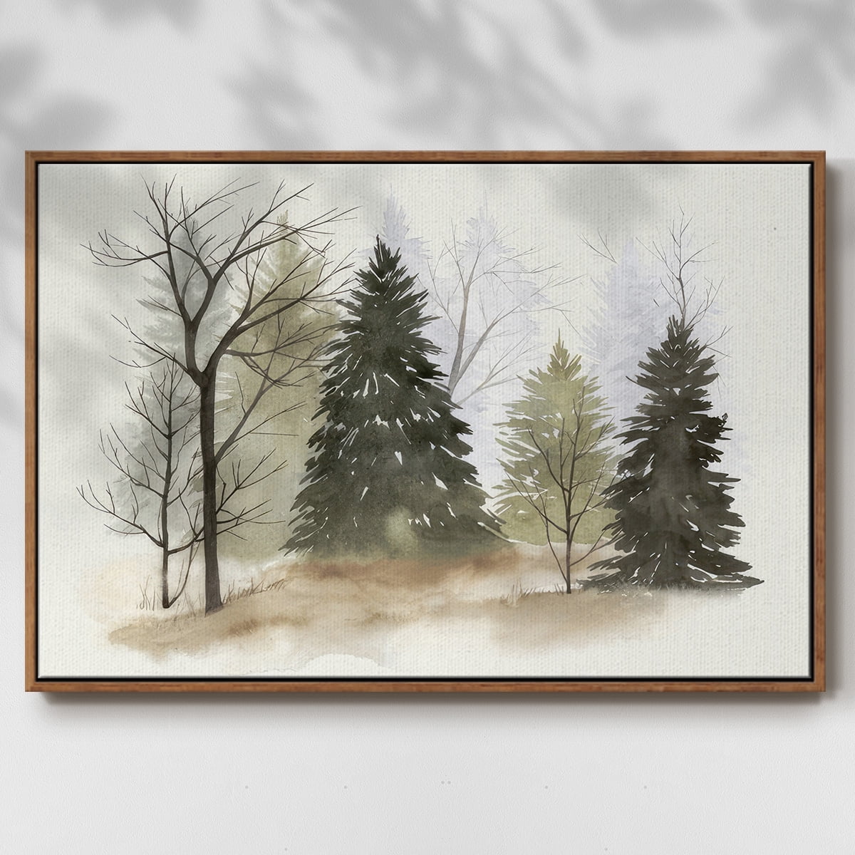 In the Mist II - Framed Gallery Wrapped Holiday Canvas - 17 x 25 - Rosewood Frame