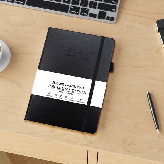 Eespoir 26-27 Year Chinese And English Schedule Notebook, A5 Planner Simple Notebook, Academic Year Planner For School, College, Goal Setting, Dated(Black)