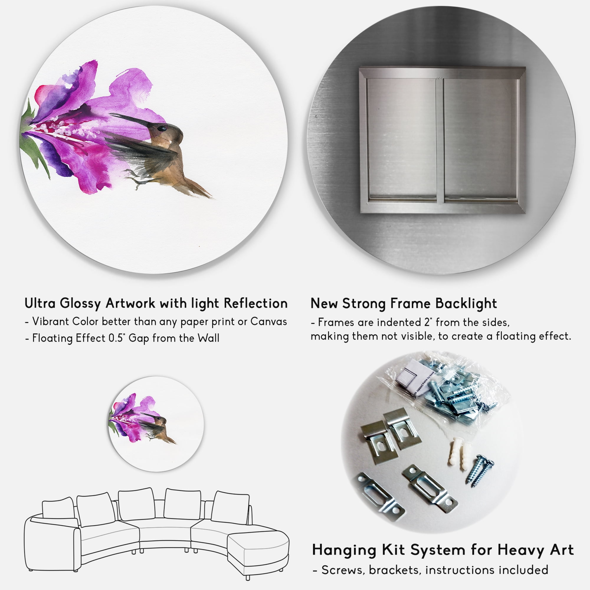 Designart 'Purple Fuchia VIntage Flower' Traditional Circle Metal Wall Art 23x23 - Disc of 23