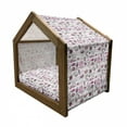 thumbnail image 2 of Emoticon Pet House, Memphis Doodle Lip Star Strawberry Speech Bubble on Stripe Pattern, Outdoor & Indoor Portable Dog Kennel with Pillow and Cover, 5 Sizes, Pale Grey White Magenta, by Ambesonne, 2 of 5