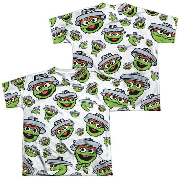 Sesame Street - Oscar Face Pattern (Front/Back Print) - Youth Short Sleeve Shirt - X-Large