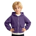 thumbnail image 4 of Cropped Corduroy Hooded Jacket for Girls Zip-Up Lightweight Fall Outerwear Purple,Size 10 T, 4 of 9