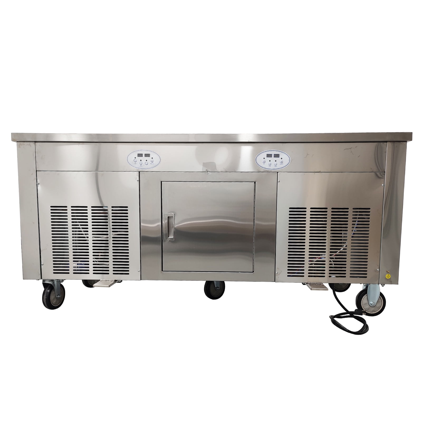 Ice Frying Machine Fried Ice Cream Maker Ice Cream Roll Machine Frozen Fresh Fruit Yogurt Fryer Double Pans