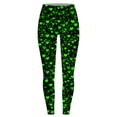 thumbnail image 4 of lcziwo St Patricks Day Leggings for Women Casual Stretchy High Waisted Yoga Pants Novelty Shamrock Print Running Leggings Full Length Tight Trousers Green L, 4 of 6