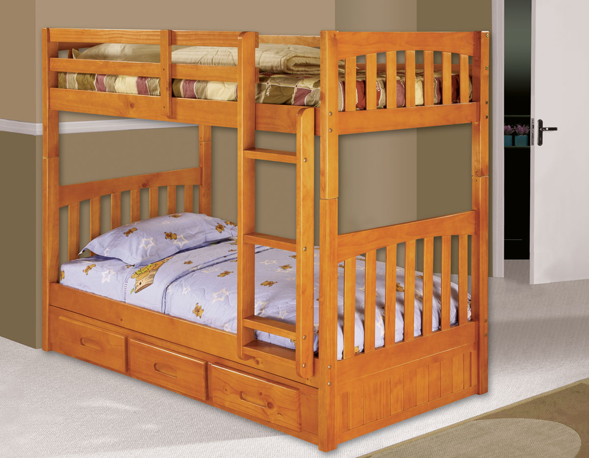 Cambridge 3Drawer Underbed Storage Unit for Youth Bunk Beds in Warm