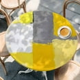 thumbnail image 3 of Abstract Street Art Round Fitted Table Cover Yellow Gary Color Stitching Waterproof Table Cloth with Elastic Edge Wipeable Tablecloth for Picnic Camping Party Fits 55"-60" Diameter, 3 of 8