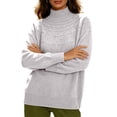 thumbnail image 3 of Womens Cozy Knit Sweater Solid Color Seamless Winter Semi-high Neck Knitted Pullover Long-sleeved Sweater Base Layer, 3 of 7