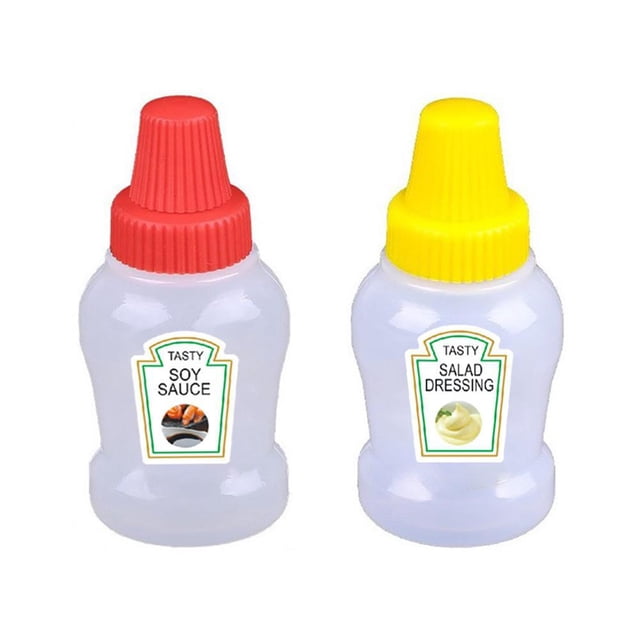 EZLIFE Botella de salsa de tomate en miniatura, 2/4 unidades, portátil, para ensaladas, aderezo para campamento, Reino Unido, Z0M1