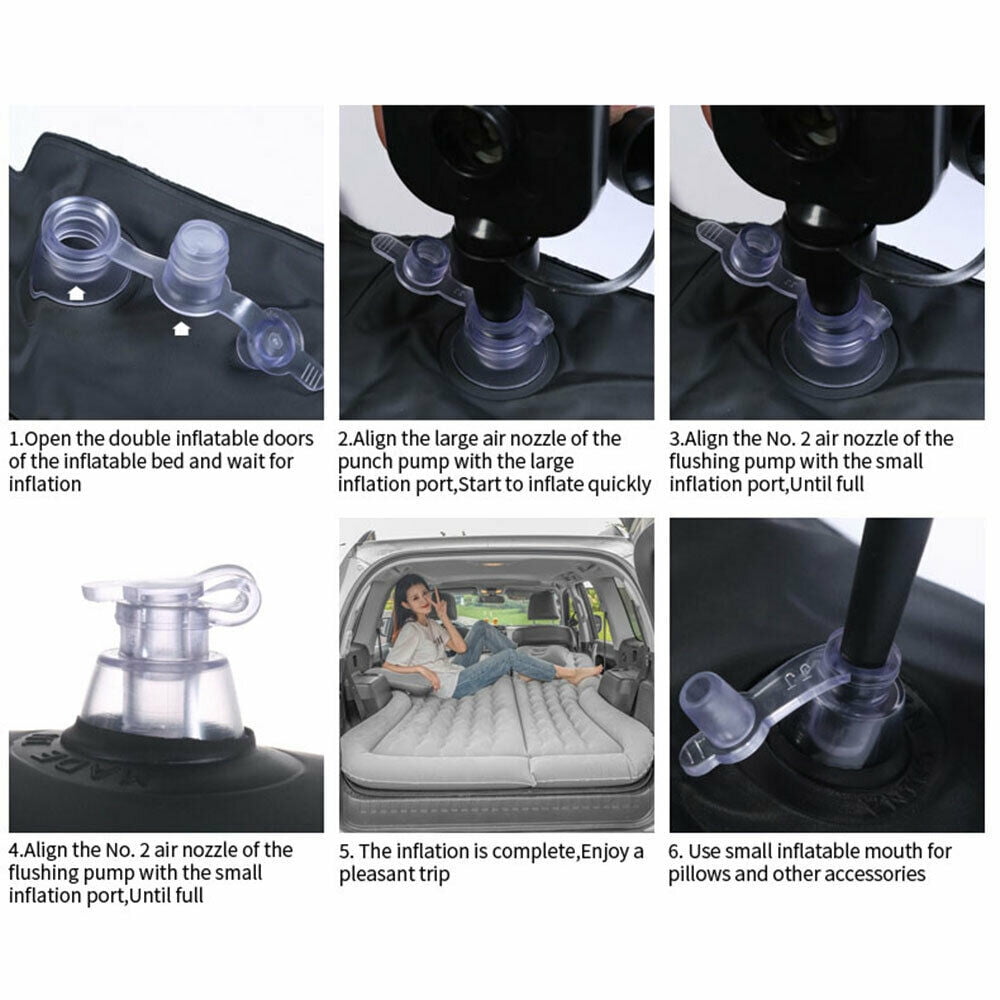 Auto Car Air Mattress Travel Bed PVC Flocking Inflatable Camping Bed with 2 Pillows