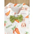 thumbnail image 5 of ZEHJUHAN Infant Baby Boys Easter Set Long Sleeve Carrot Print Romper & Solid Color Suspender Shorts Green，9-12M, 5 of 7
