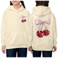 thumbnail image 2 of Bibifish Kids Hoodies Cherry & Bowknot Print Hooded Sweatshirts Soft Drawstring Hood Comfort Fit Casual Fall Winter Daily Wear Cute Hoodies, 2 of 5