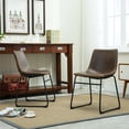 thumbnail image 5 of Roundhill Furniture Lotusville 7-Piece Antique Black Finish Wood Dining Table with 6 Brown Faux Leather Chairs Set, 5 of 5