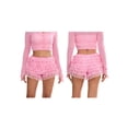thumbnail image 2 of Women Lace Bloomers Shorts Casual Summer Layered Ruffles Elastic Short Pants for Club Streetwear, 2 of 9