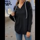 thumbnail image 4 of Sudadera con Capucha y Cordón para Mujer, Suéter Holgado de Larga, Talla Grande Negro S, 4 of 9