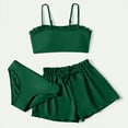 thumbnail image 2 of Ccpelsie Girls Cotton Soft Swimsuit 3-Piece Set Gentle Triangle Tankini Top Cover-Up Skirt For Spring Summer Vacation （A01-Green,14-16 Years), 2 of 4