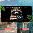 thumbnail image 5 of 1 Pcs 2D Flat License Plate Covers & Frames, Raccoon Wrapped in American For Decorative Front, Waterproof For Decoration Aluminum License Plate Covers & Frames Cover For Men Women, 12" X 6", 5 of 7