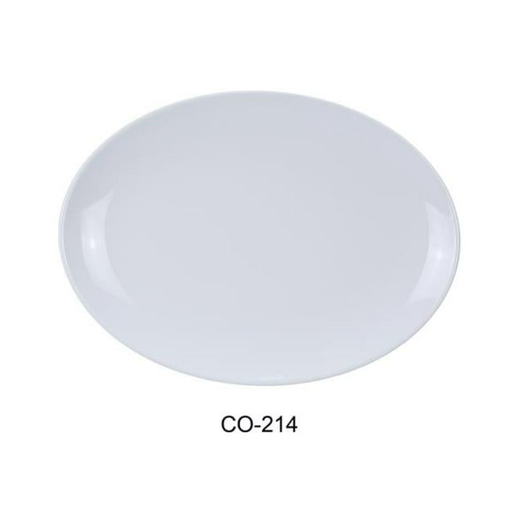 Yanco CO-214 Coupe Pattern Oval Platter - Melamine, White - 14 x 10 in. - Pack of 12