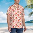 thumbnail image 3 of Fuzoiu Floral Mugs And Strawberries Print Hawaiian Shirt for Men, Summer Beach Casual Short Sleeve Button Down Shirts, Men’s Beach Summer Shirts with Pocket,Large, 3 of 7