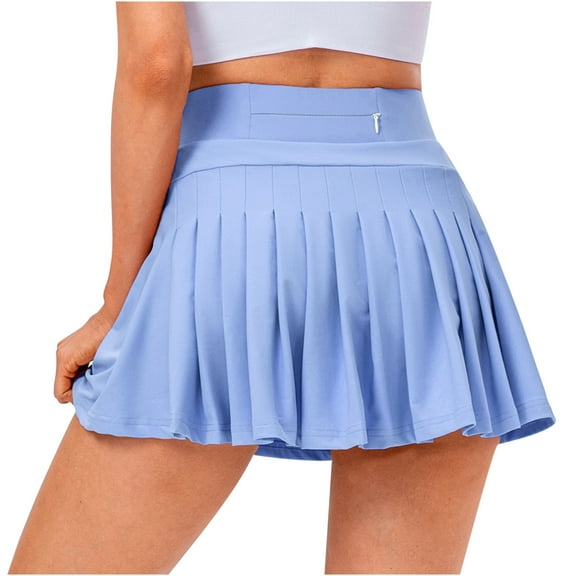 Yyuenw Ladies Flowy Athletic Pleated Skirt Back‑to‑School Solid Color Exercises Skirt with Pockets for Running, Casual Golf, Tennis Workout