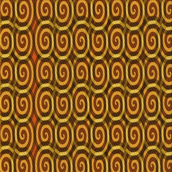 Ahgly Company Indoor Square Patterned Saffron Red Area Rugs, 7' Square