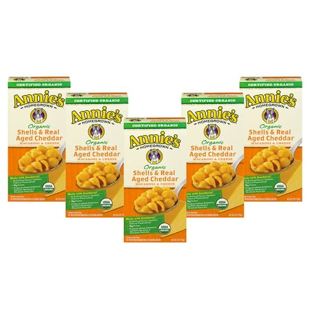 (5 Pack) Annie's Organic Shells and Real Aged Cheddar Mac and Cheese, 6