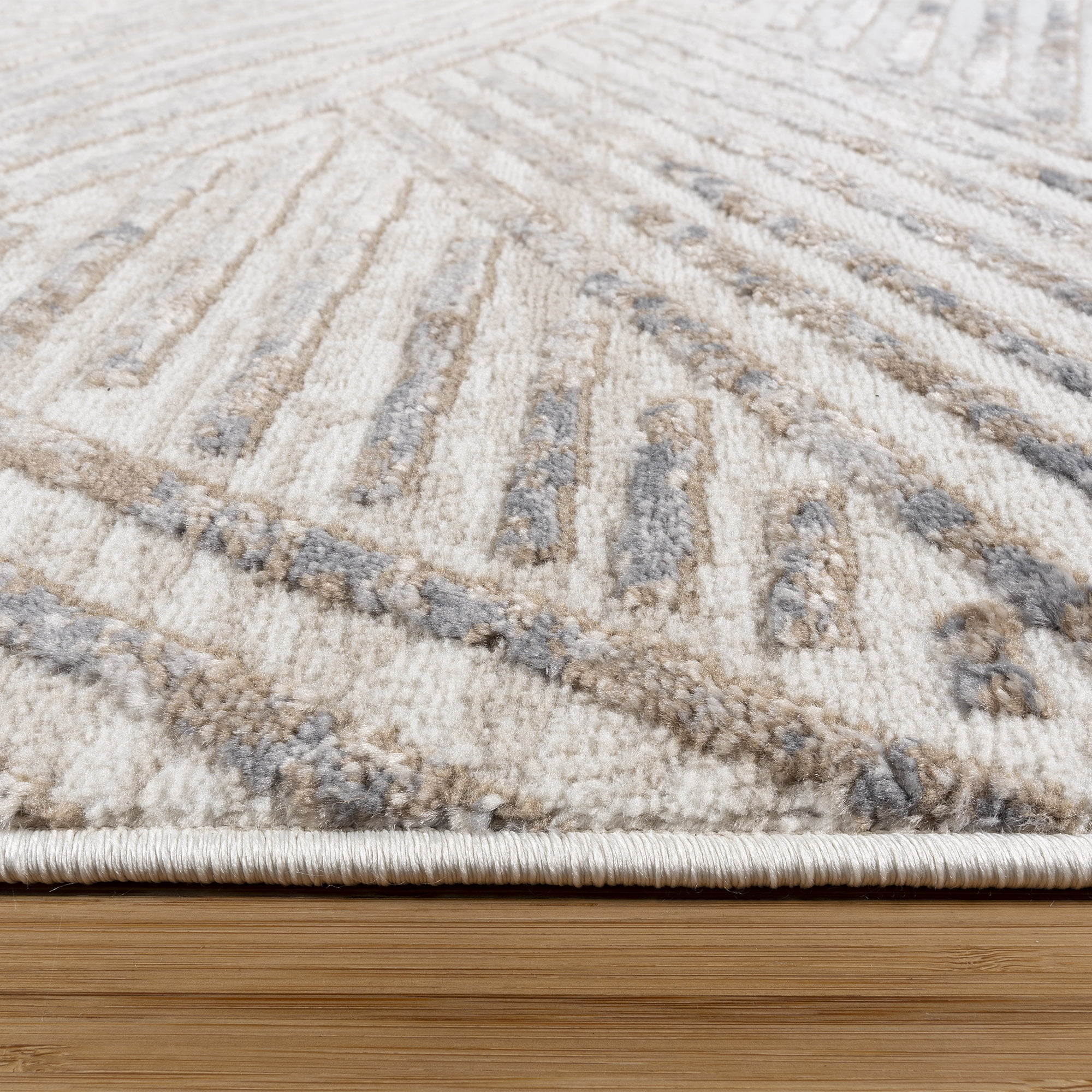 Arlo Takara Modern Abstract Beige Area Rug, 9x13