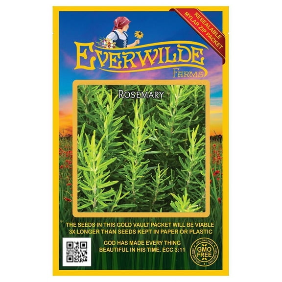 Everwilde Farms - 200 Rosemary Herb Seeds - Gold Vault Seed Packet