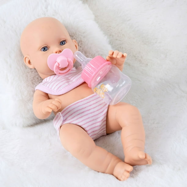 Fiudx Ofertas Del Dia Muneca Reborn De 30Cm Chupete De Simulacion Babero Para Bebe Juguete Para Regalo De Goma Suave Bodega Aurrera en linea