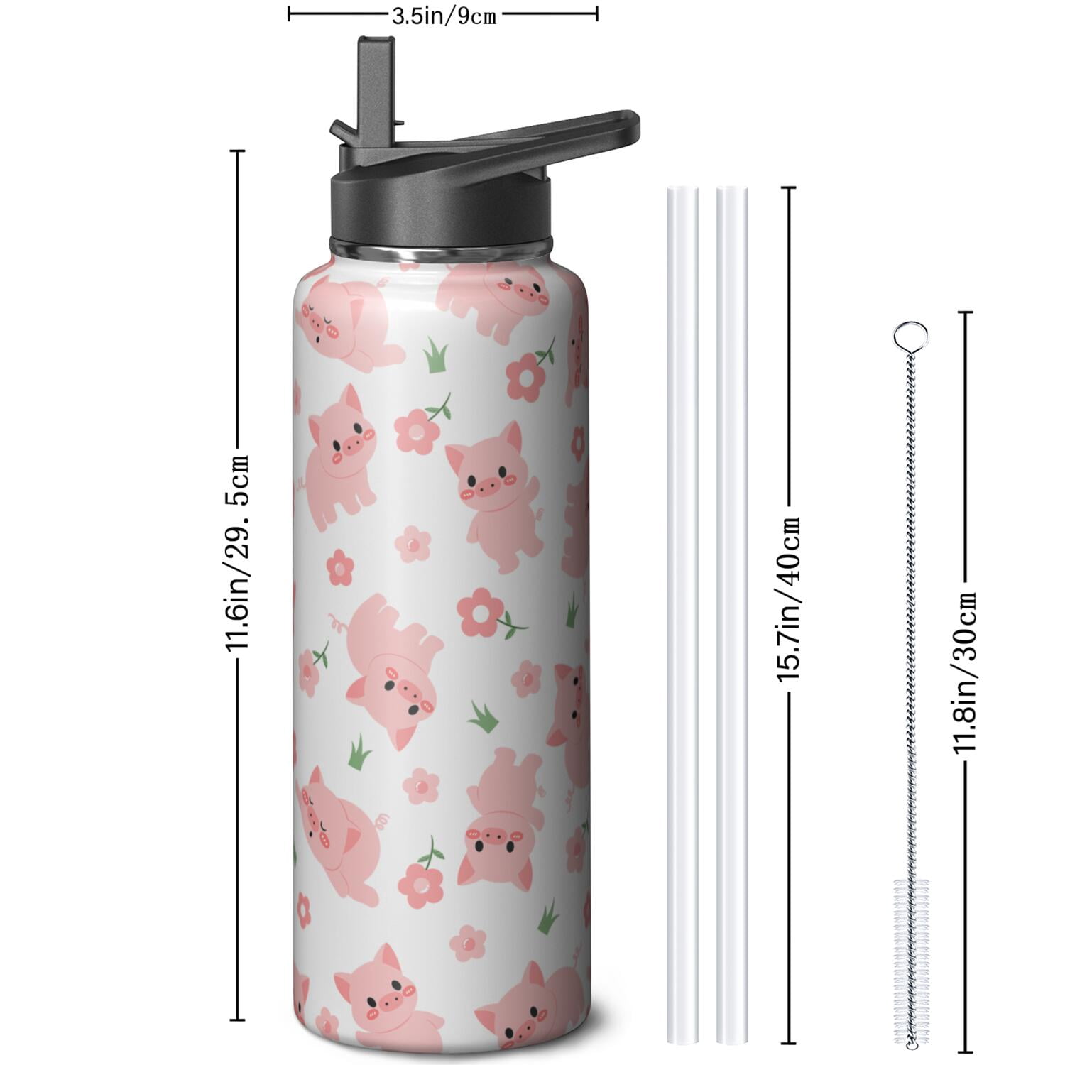 Camping & Hiking 40oz Pig Themed Lovers Pig Themed Water Bottle Vacuum Insulated Stainless Steel Leak Proof Hot Cold Gift