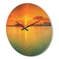 thumbnail image 3 of Designart 'Panorama Yellow Sunset ' Modern Wood Wall Clock, 3 of 5