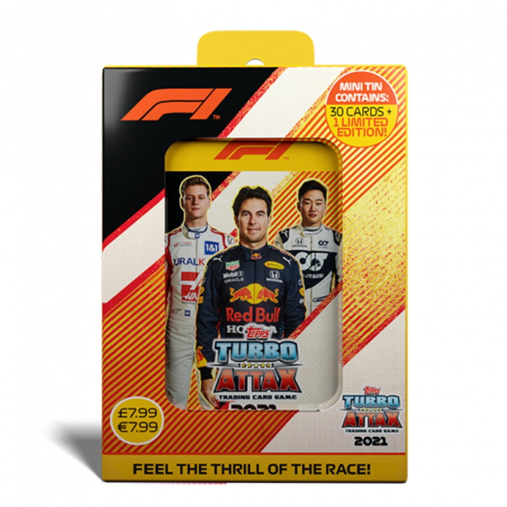 Perez, Tsunoda, Schumacher 2021 Topps F1 Turbo Attax Cards Mini Collector Tin #2 31 Cards + Lando Norris LE