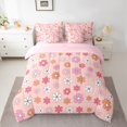 thumbnail image 2 of Manfei Cartoon Flower Child Twin Bedding Sets 7-Piece, Pink Blossoms Floral Bedding Comforter Set, Retro French Style Reversible Sheet Sets, Super Cozy Room Decor, 2 of 7