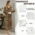 thumbnail image 3 of POLERO Women Brown Leopard Print Long Sleeve Nightgowns V Neck Long Nightshirts Winter Warm Full Length Sleepwear Loungewear, Medium, 3 of 7